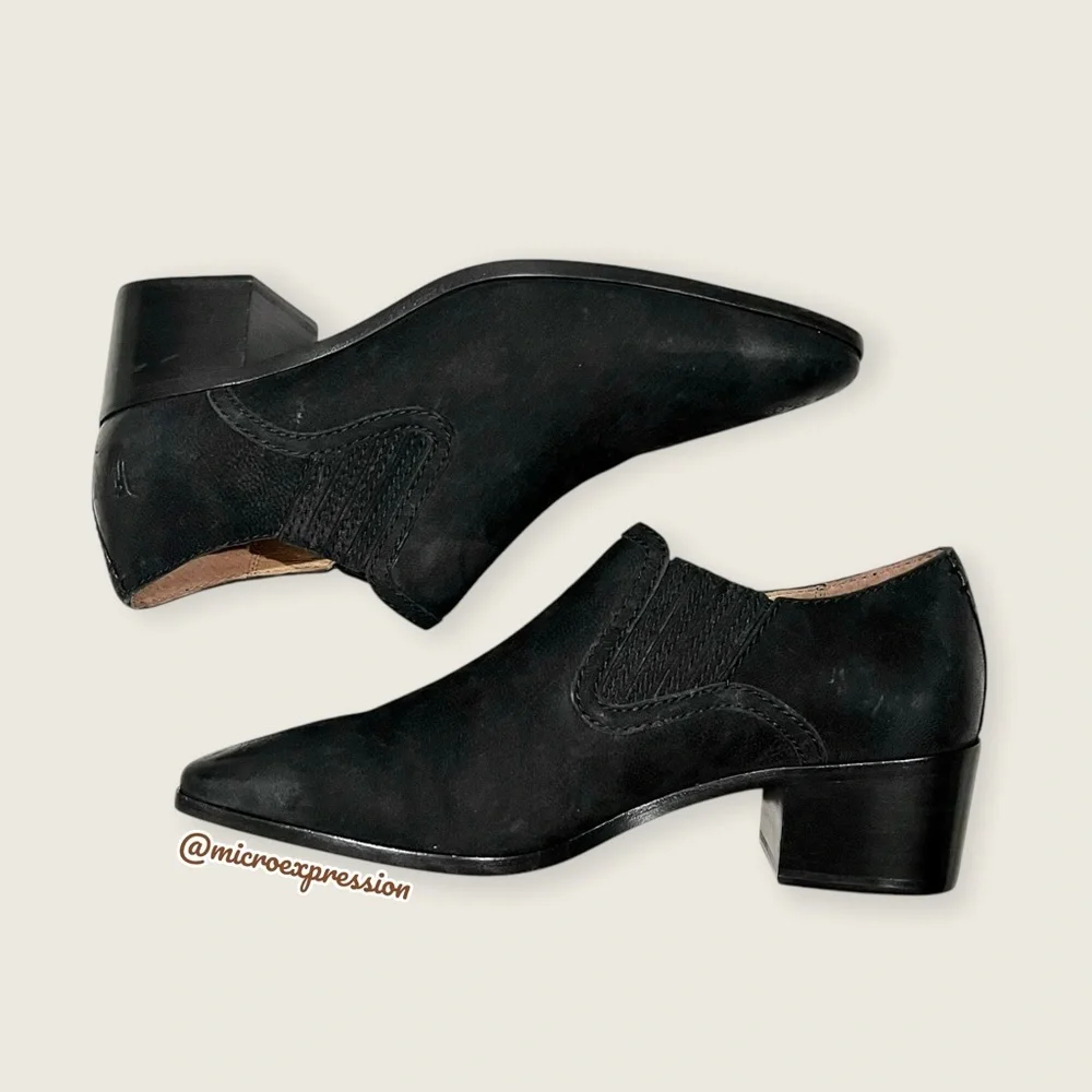 $339 Frye Eleanor Black Leather Western Shootie Everyday Casual Comfy Ankle Boot - Picture 7 of 16